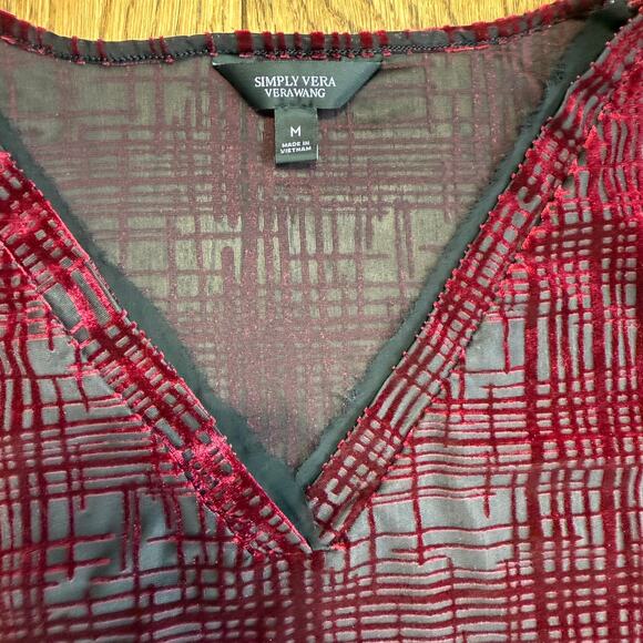 Simply Vera Vera Wang Velvet Burnout Sheer Tunic SZ M Goth Dark Romantic Vampire - Picture 3 of 7